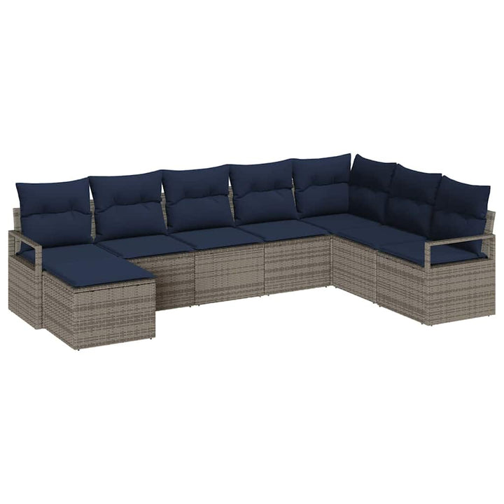 Sofa Sæt med pude 8 pcs Grå polyrattan