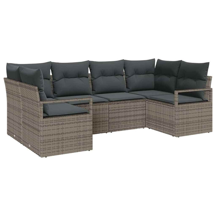 Sofa Sæt med pude 6 pcs Grå polyrattan