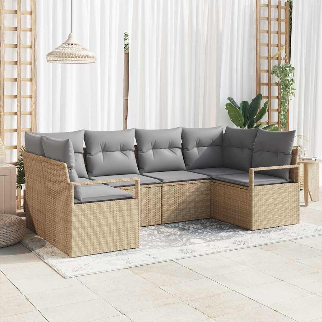 Sofa Sæt med pude 6 pcs Beige polyrattan