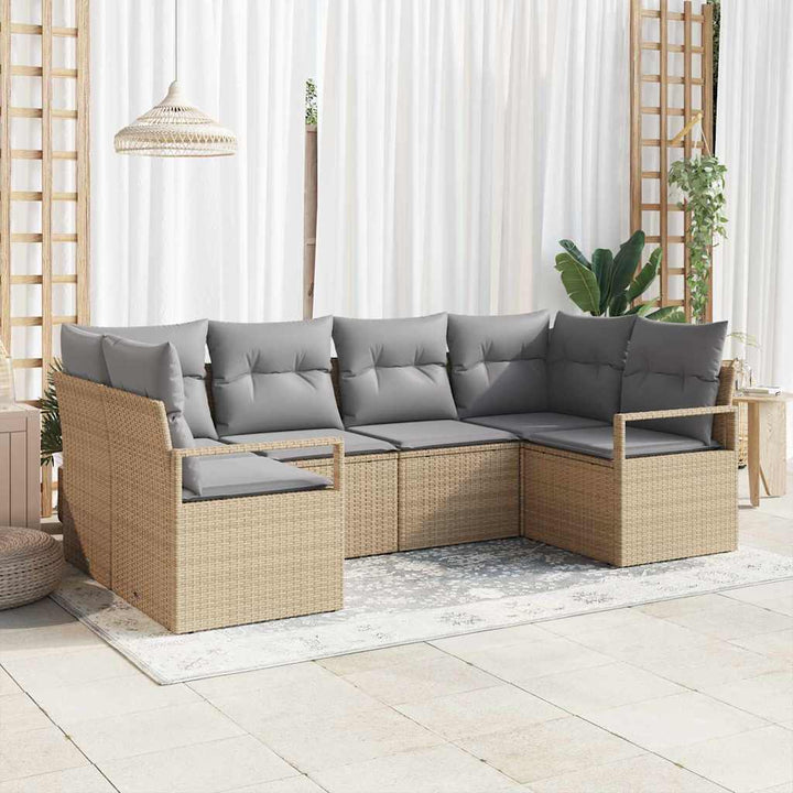 Sofa Sæt med pude 6 pcs Beige polyrattan