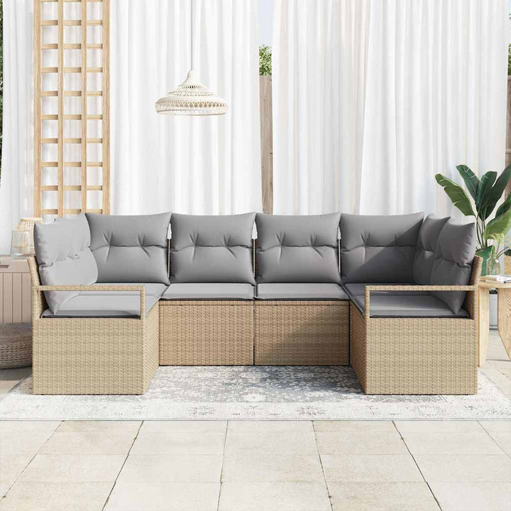 Sofa Sæt med pude 6 pcs Beige polyrattan