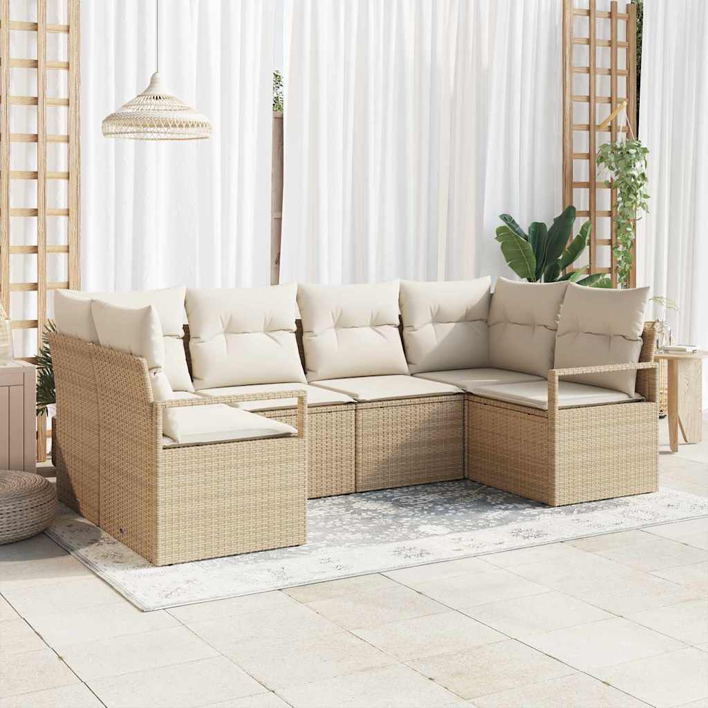 Sofa Sæt med pude 6 pcs Beige polyrattan