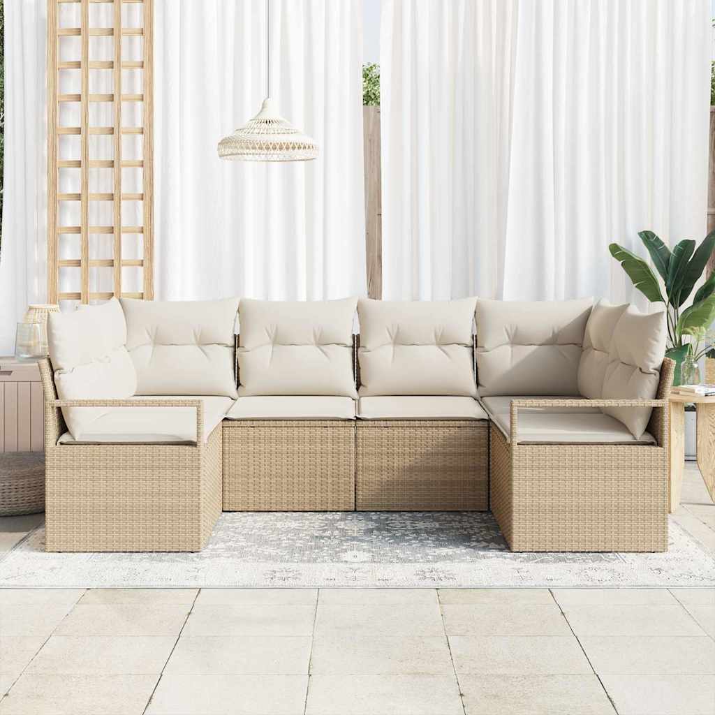 Sofa Sæt med pude 6 pcs Beige polyrattan