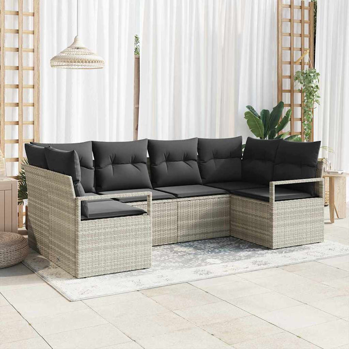 Sofa Sæt med pude 6 pcs Lysegrå polyrattan