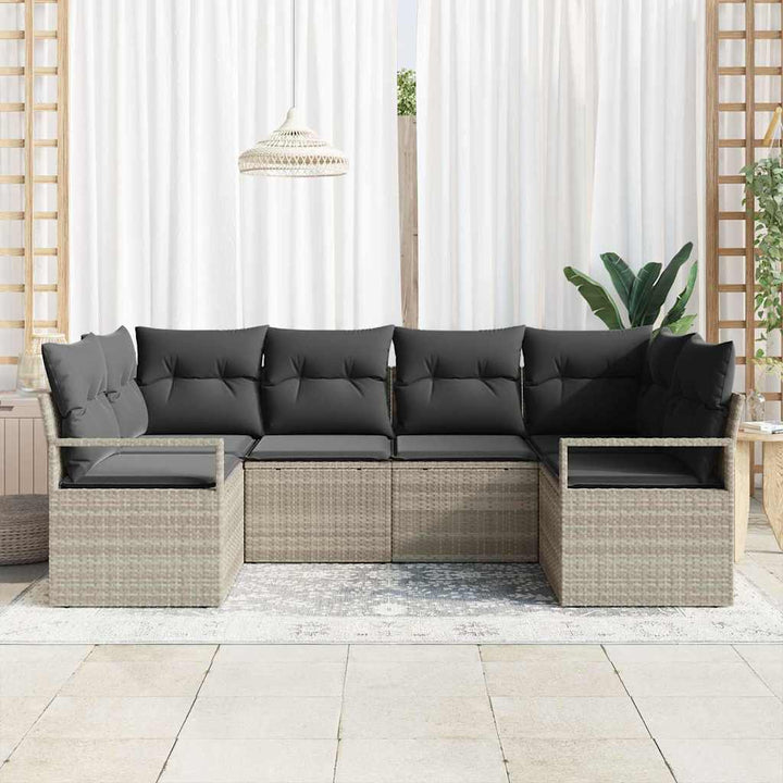 Sofa Sæt med pude 6 pcs Lysegrå polyrattan