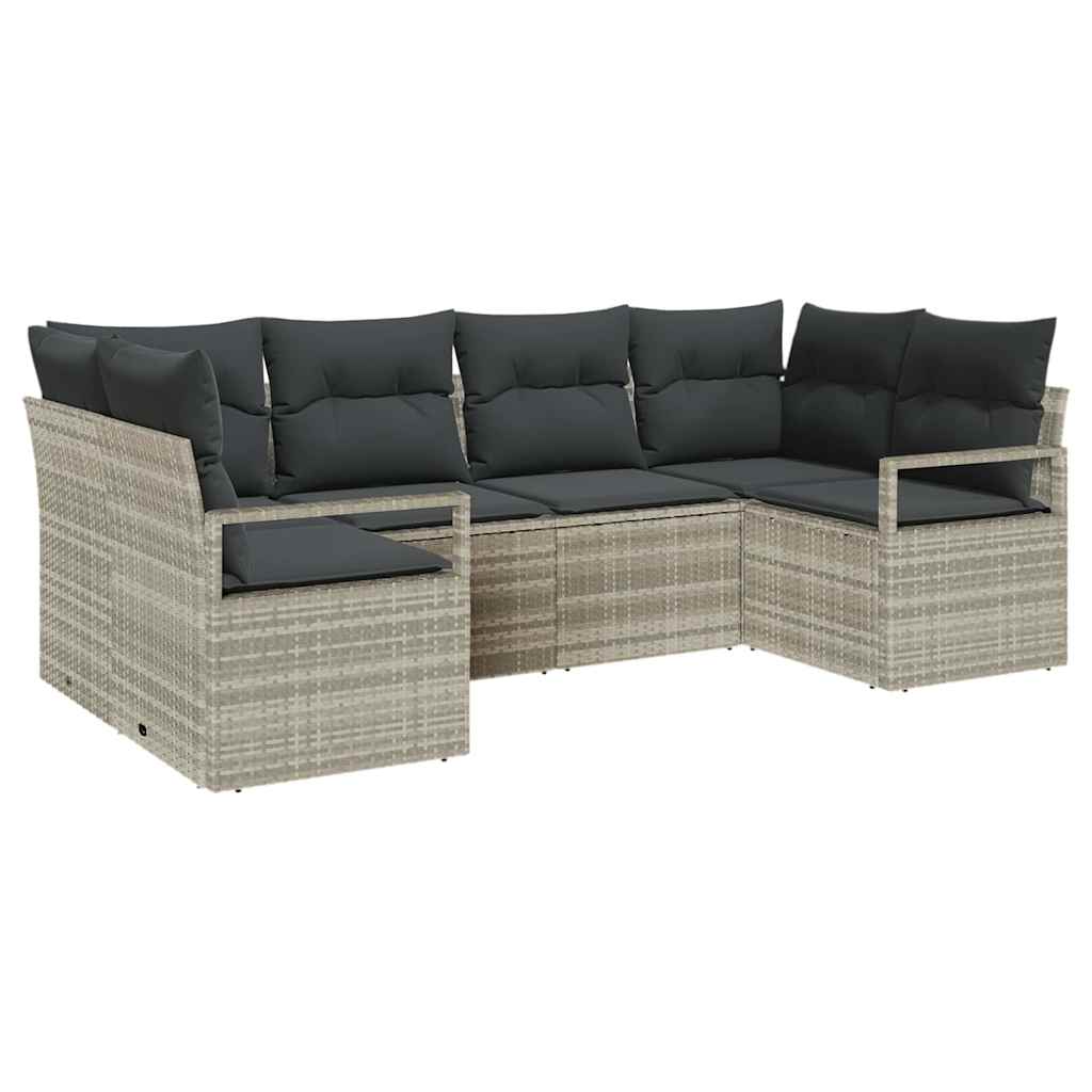 Sofa Sæt med pude 6 pcs Lysegrå polyrattan