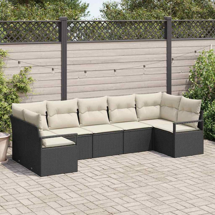 Sofa Sæt 7 stk. Sort polyrattan
