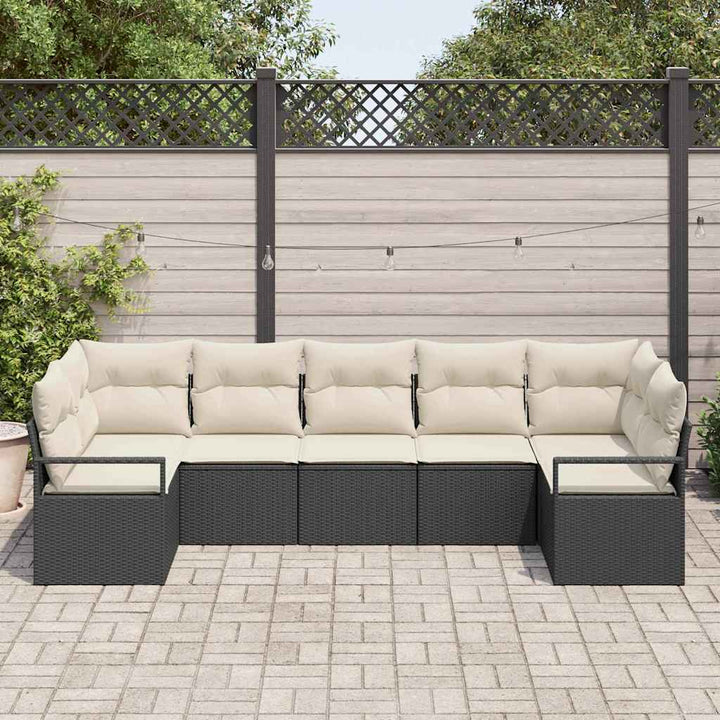 Sofa Sæt 7 stk. Sort polyrattan
