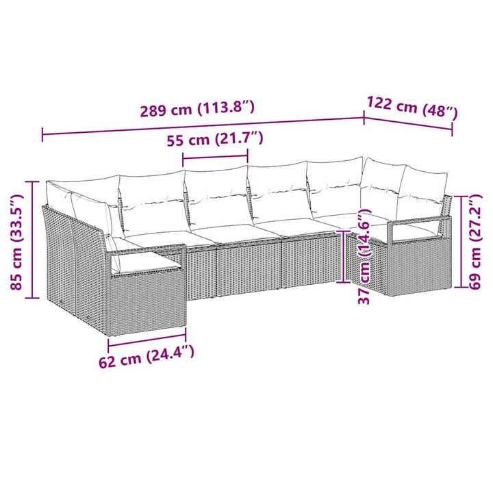 Sofa Sæt 7 stk. Sort polyrattan