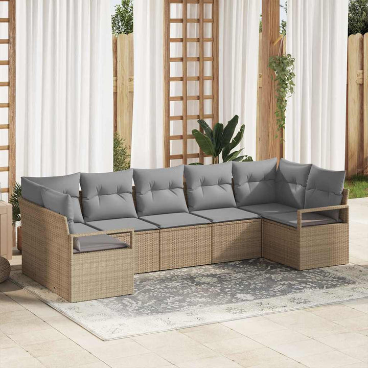 Sofa Sæt med pude 7 pcs Beige polyrattan