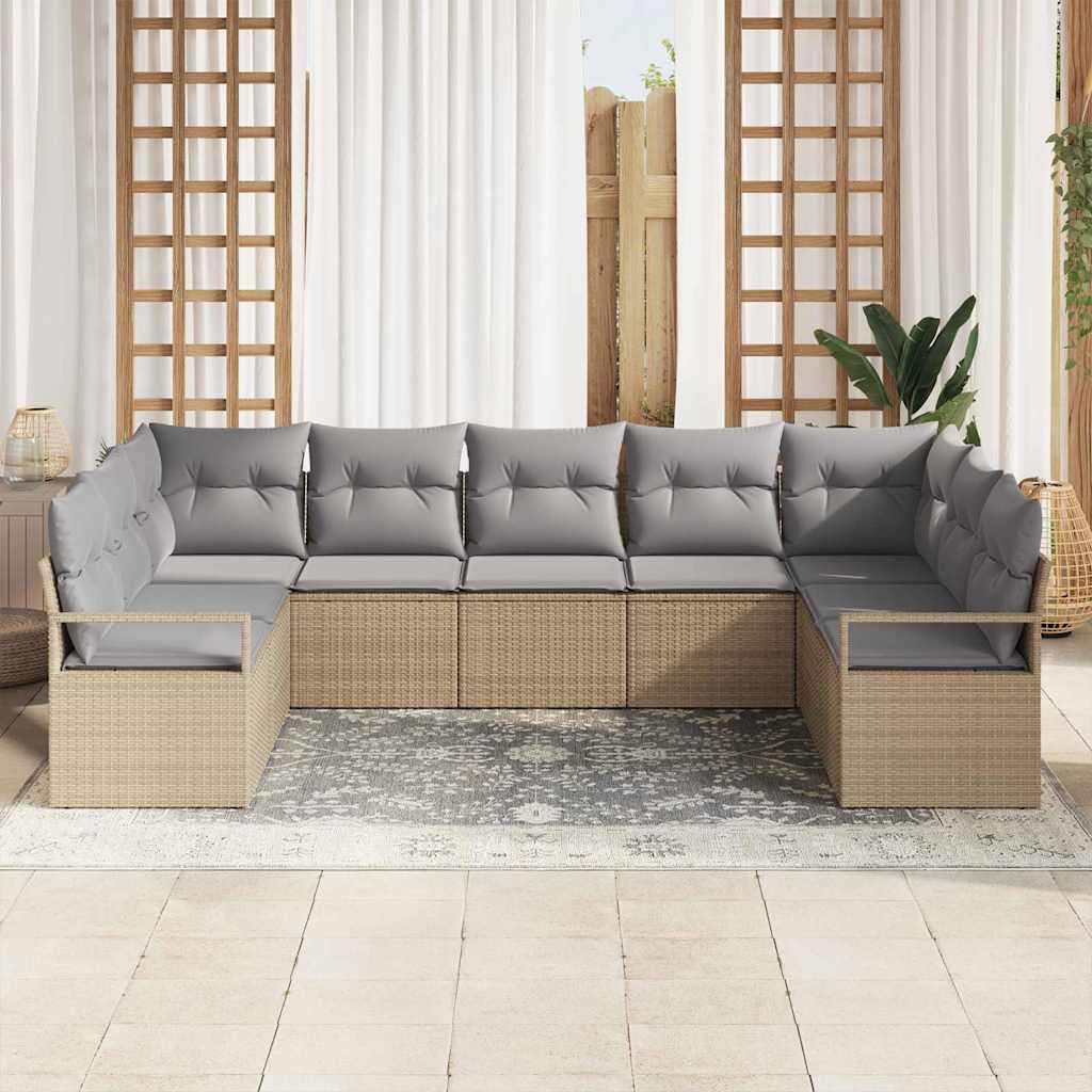 Sofa Sæt med pude 7 pcs Beige polyrattan