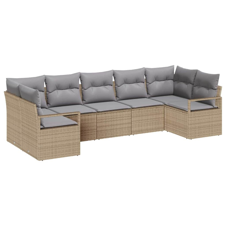 Sofa Sæt med pude 7 pcs Beige polyrattan