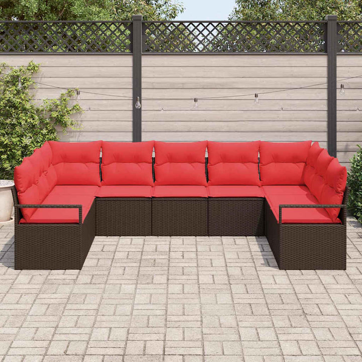 Sofa Sæt med pude 7 pcs Brun polyrattan