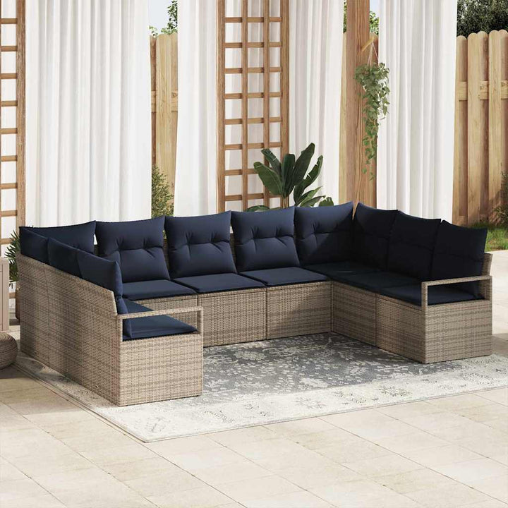 Sofa Sæt med pude 7 pcs Grå polyrattan