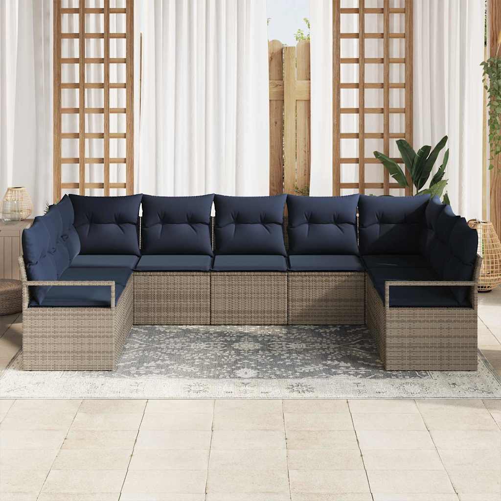 Sofa Sæt med pude 7 pcs Grå polyrattan