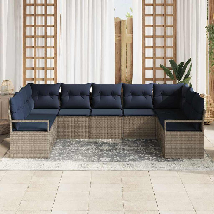 Sofa Sæt med pude 7 pcs Grå polyrattan