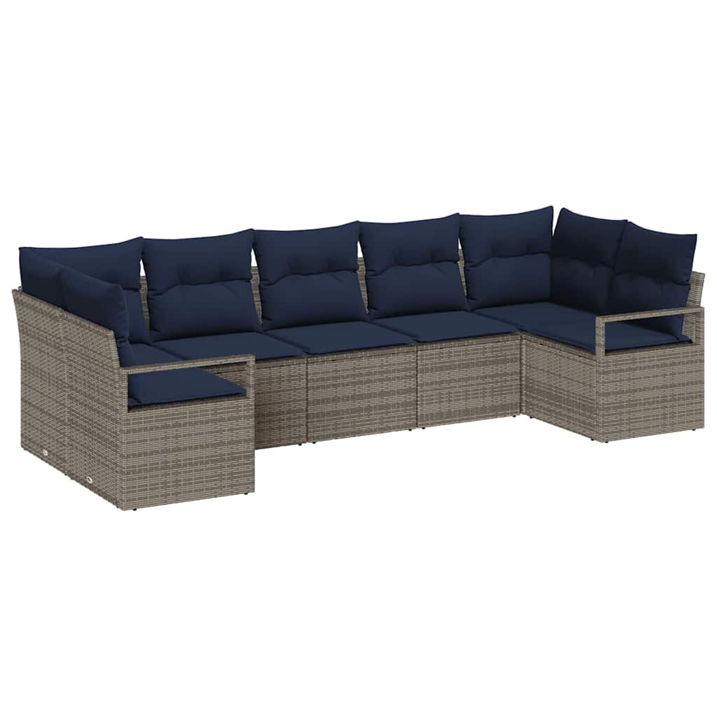 Sofa Sæt med pude 7 pcs Grå polyrattan