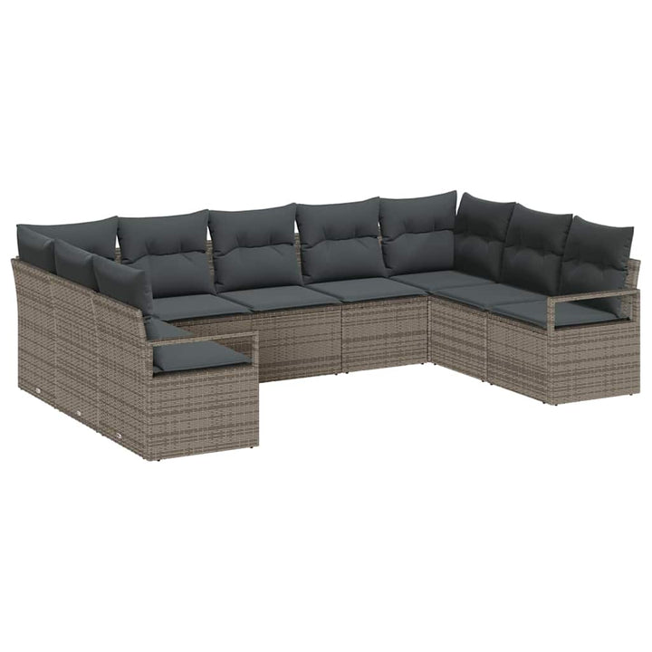 Sofa Sæt med pude 9 pcs Grå polyrattan