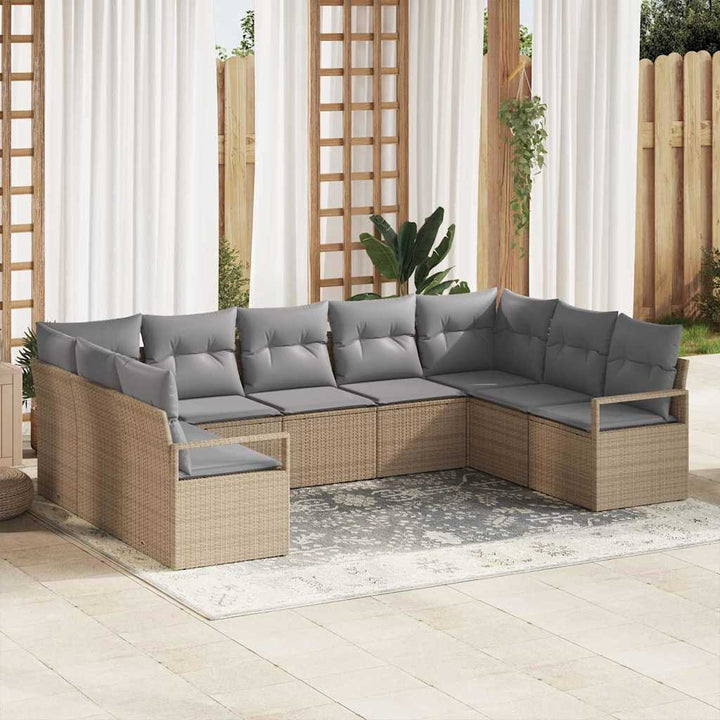 Sofa Sæt med pude 9 pcs Beige polyrattan