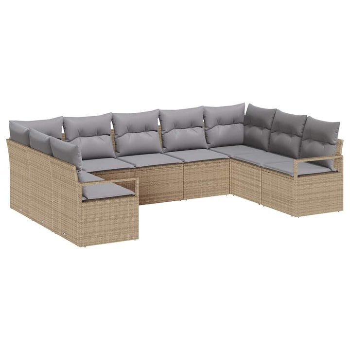 Sofa Sæt med pude 9 pcs Beige polyrattan