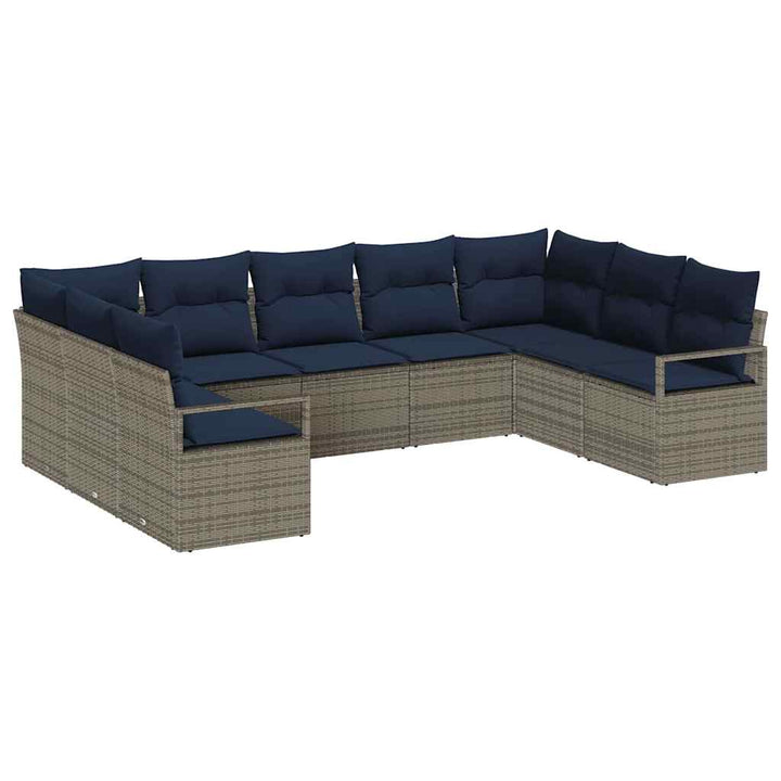 Sofa Sæt med pude 9 pcs Grå polyrattan