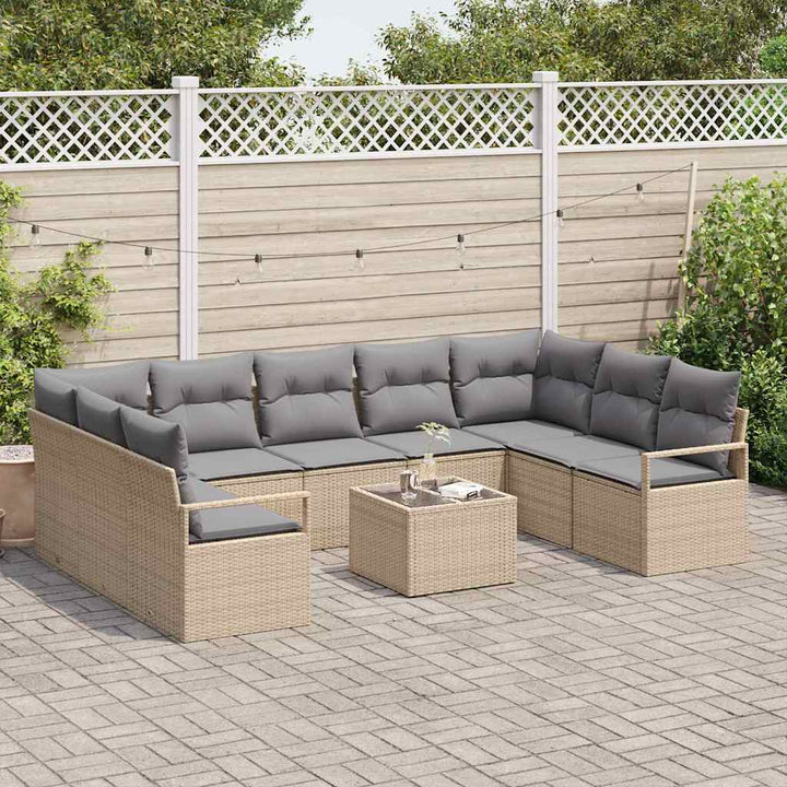 Sofa Sæt med pude 10 pcs Beige polyrattan