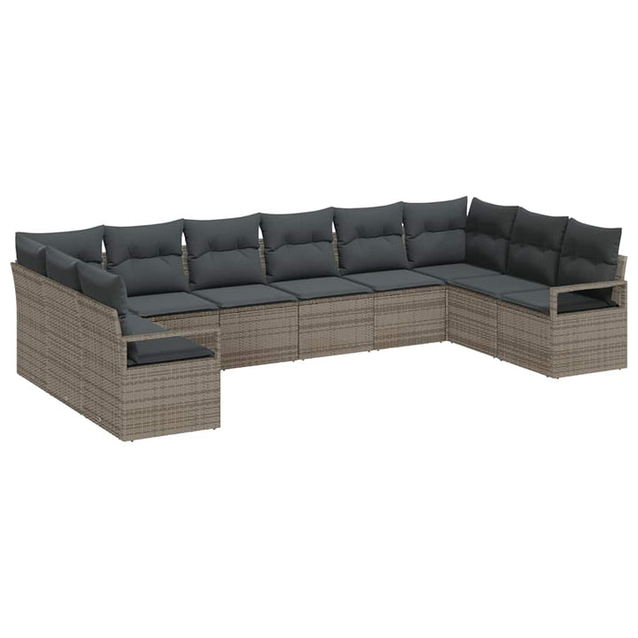 Sofa Sæt med pude 10 pcs Grå polyrattan