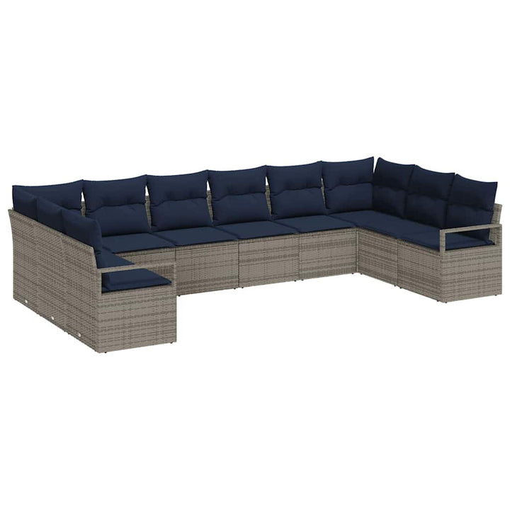 Sofa Sæt med pude 10 pcs Grå polyrattan