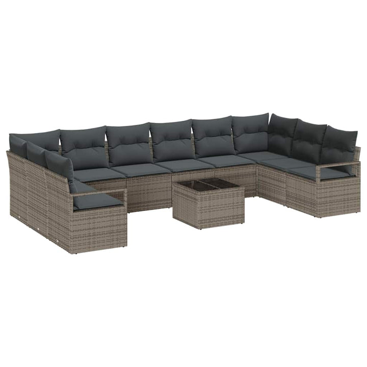 Sofa Sæt med pude 11 pcs Grå polyrattan