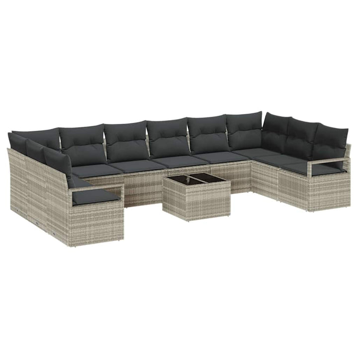 Sofa Sæt med pude 11 pcs Lysegrå polyrattan