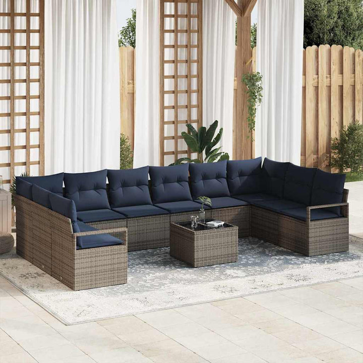 Sofa Sæt med pude 11 pcs Grå polyrattan