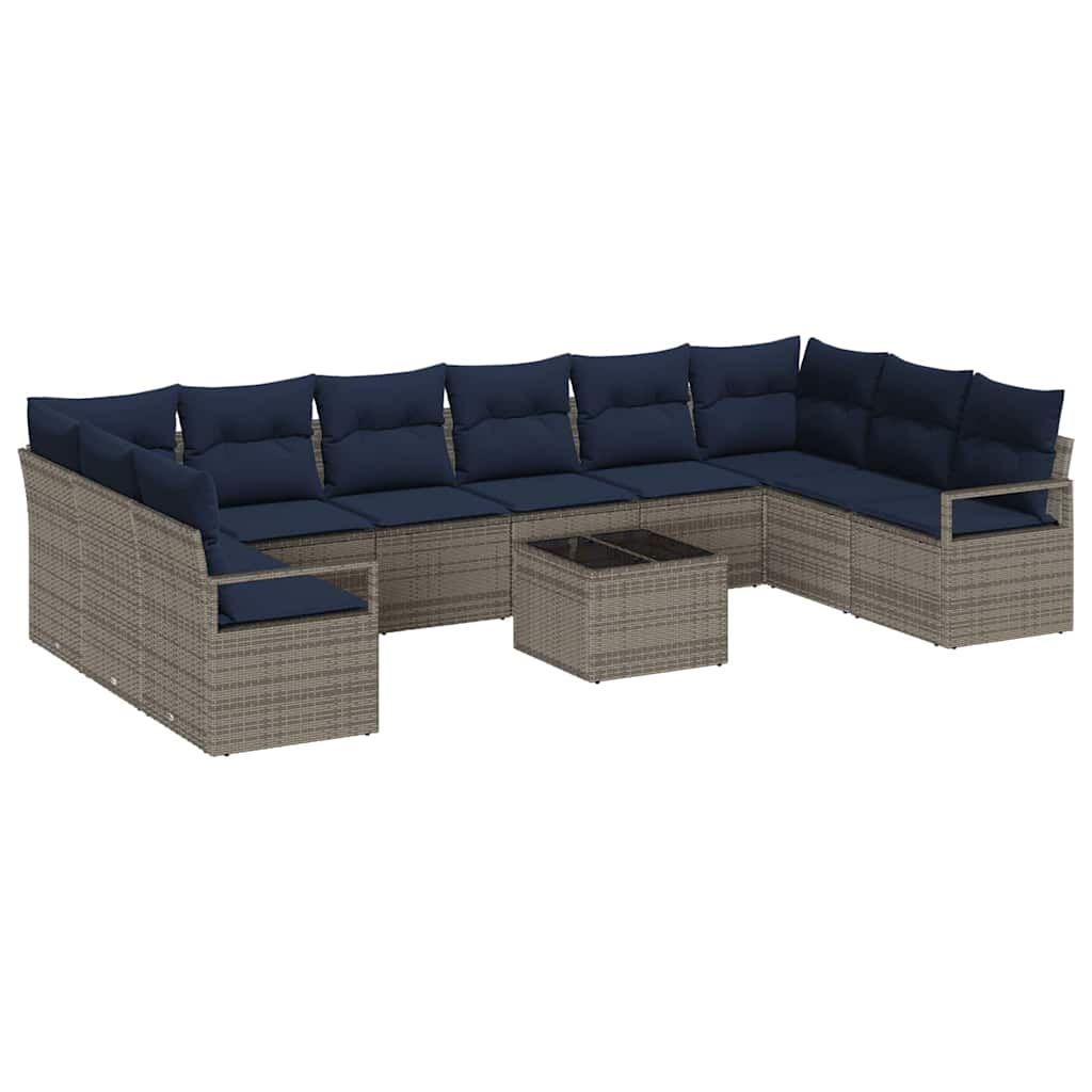 Sofa Sæt med pude 11 pcs Grå polyrattan