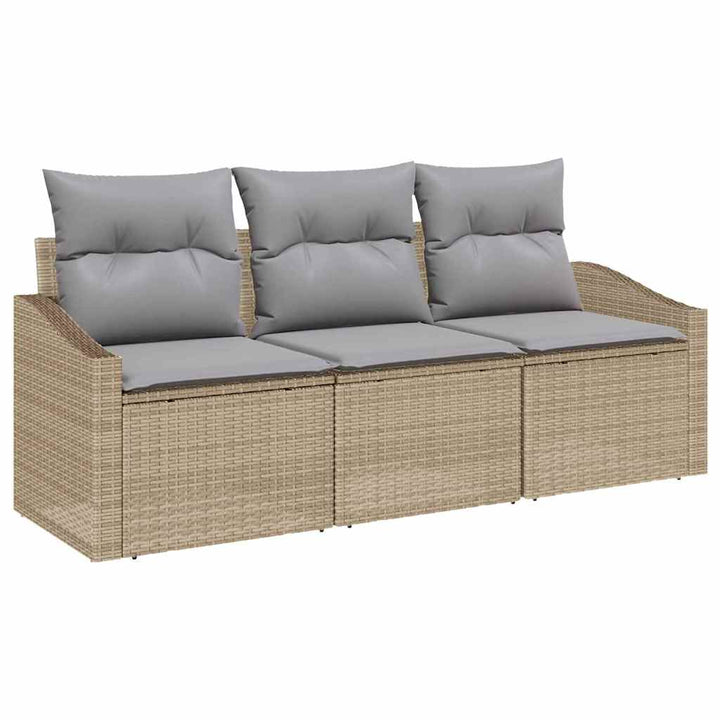 Sofa Sæt med pude 3 pcs Beige polyrattan