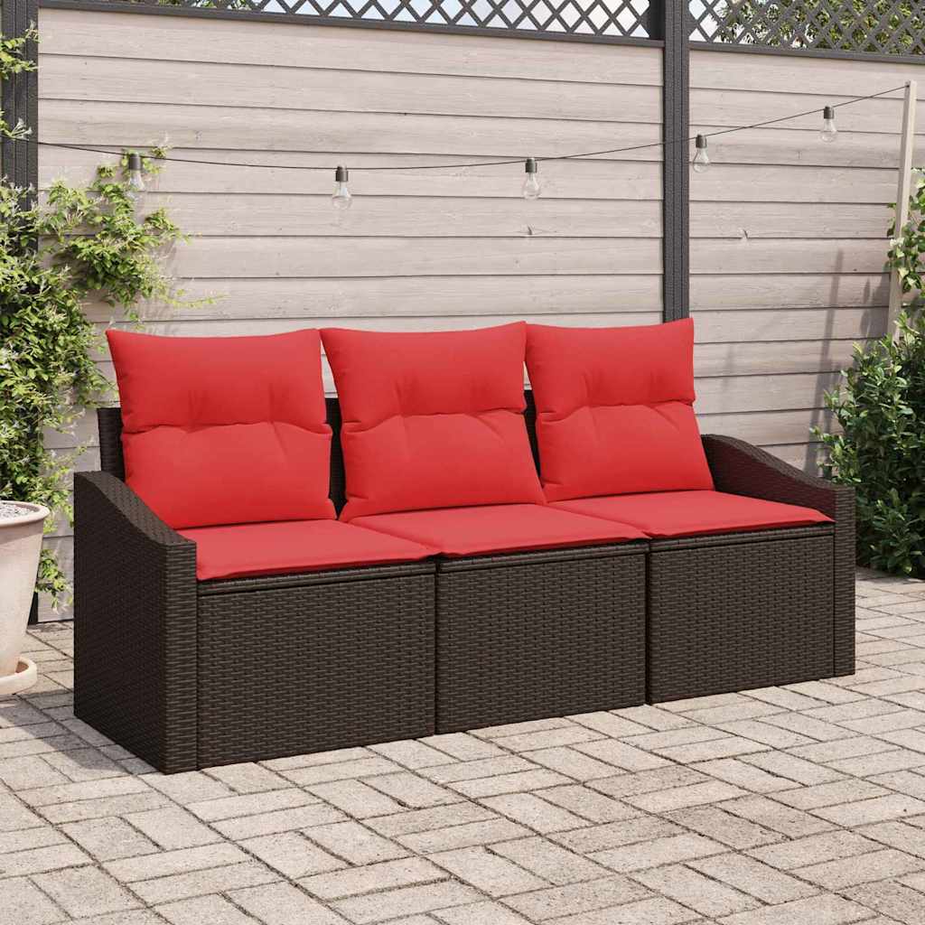 Sofa Sæt 3 stk. Brun polyrattan