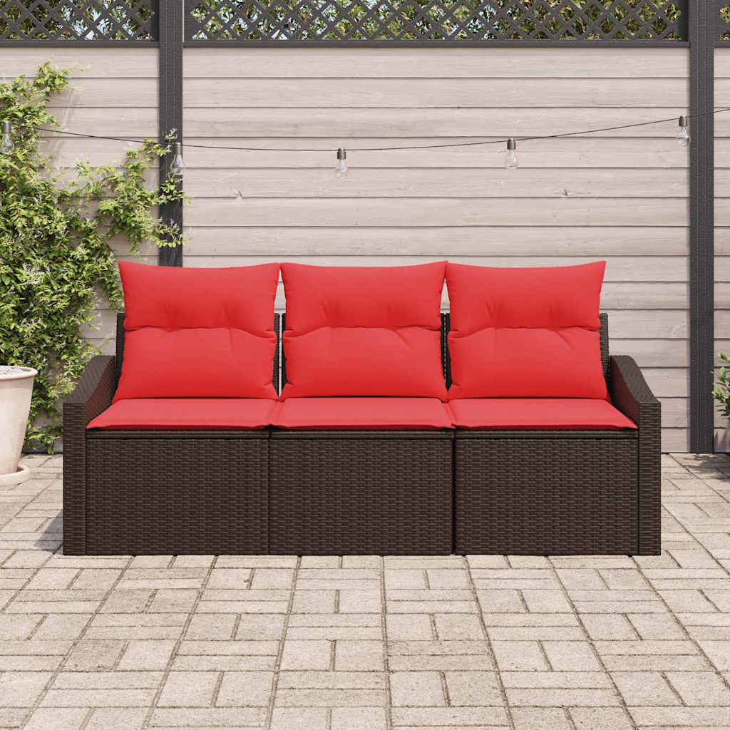 Sofa Sæt 3 stk. Brun polyrattan