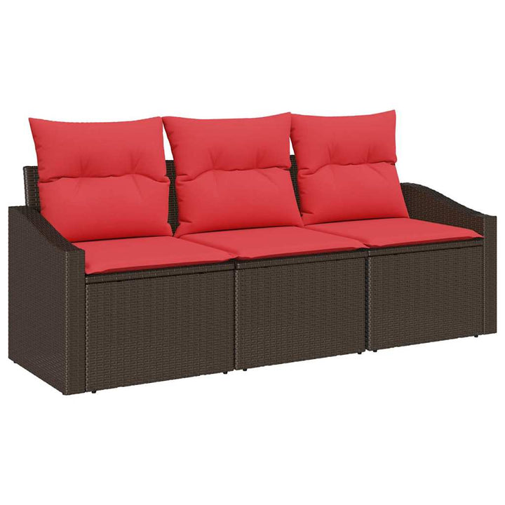 Sofa Sæt 3 stk. Brun polyrattan