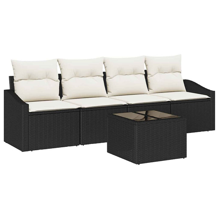 Sofa Sæt med pude med pude 5 pcs Sort og Cream polyrattan