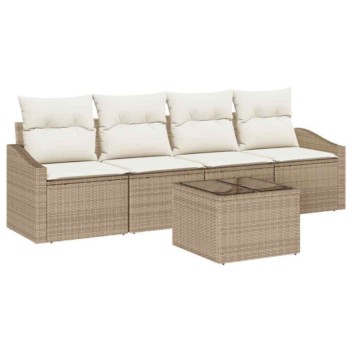 Sofa Sæt med pude med pude 5 pcs Beige og creme polyrattan