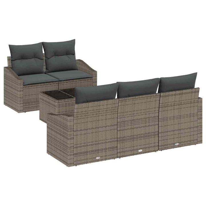 Sofa Sæt med pude med pude 6 pcs Grå polyrattan