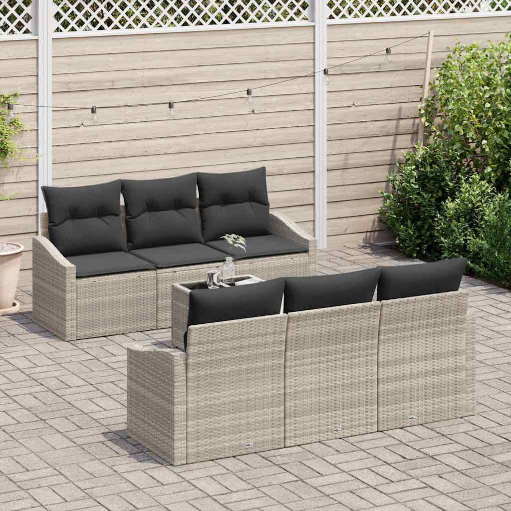 Sofa Sæt med pude med pude 7 pcs Lysegrå polyrattan