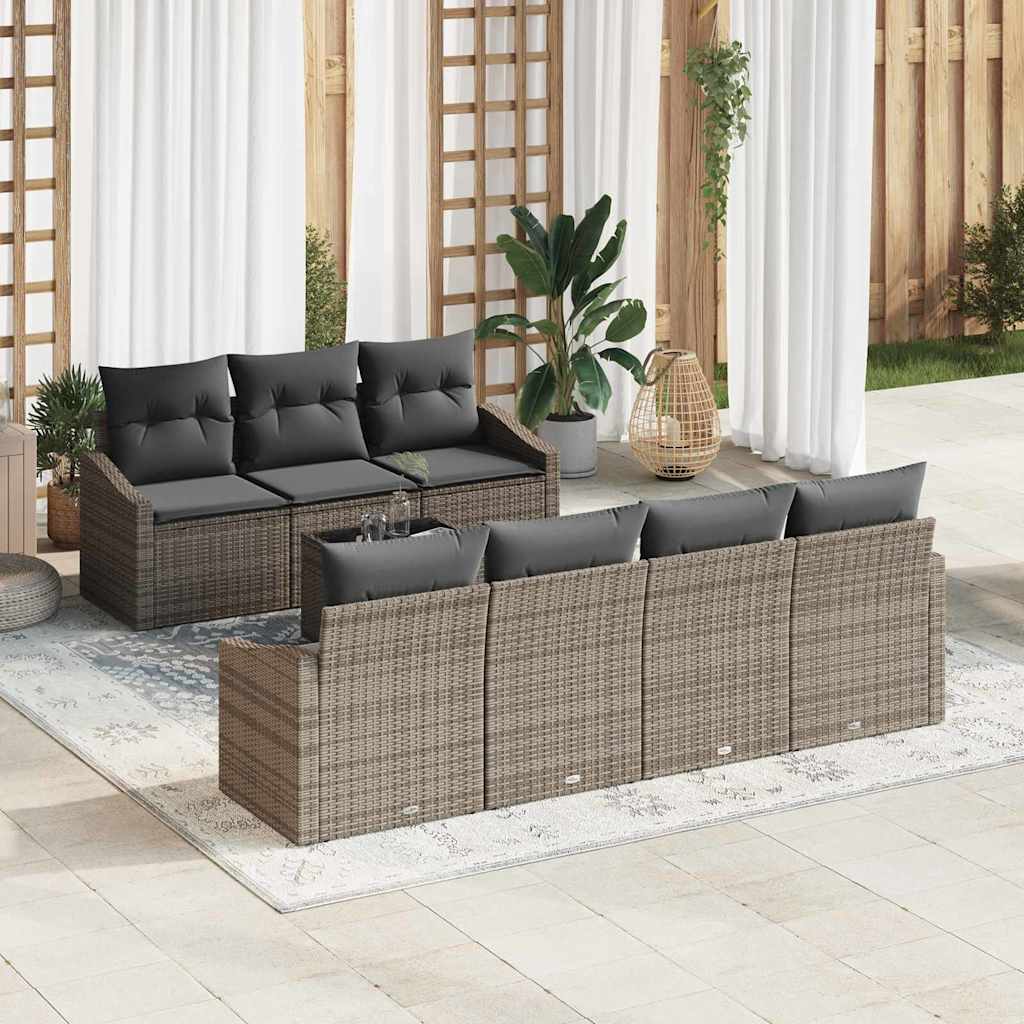 Sofa Sæt med pude med pude 8 pcs Grå polyrattan