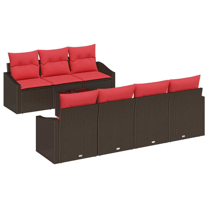 Sofa Sæt 8 stk. 3-Antal sæder Brun og Rød polyrattan