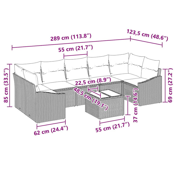 Sofa Sæt med pude Sort og Cream 55 x 55 x 37 cm polyrattan