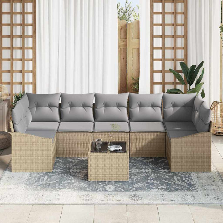 Sofa Sæt med pude Beige og lys grå 55 x 55 x 37 cm polyrattan