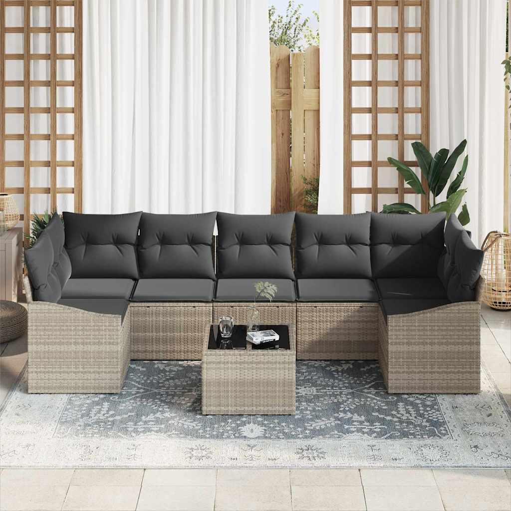 Sofa Sæt med pude med pude Lysegrå 55 x 55 x 37 cm polyrattan