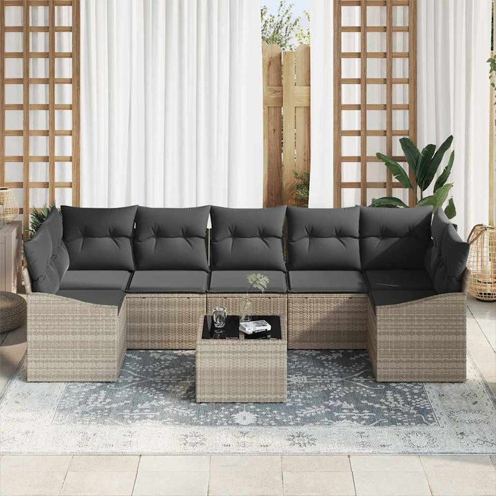 Sofa Sæt med pude med pude Lysegrå 55 x 55 x 37 cm polyrattan