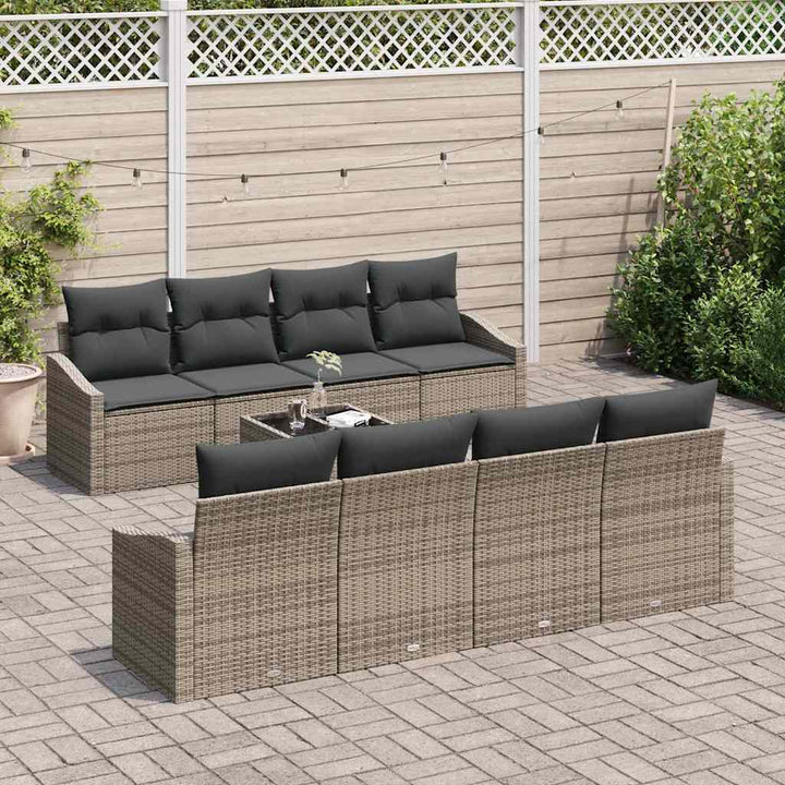 Sofa Sæt med pude med pude 9 pcs Grå polyrattan