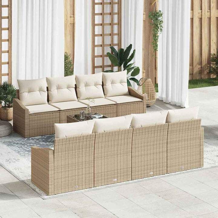 Sofa Sæt med pude med pude 9 pcs Beige og creme polyrattan
