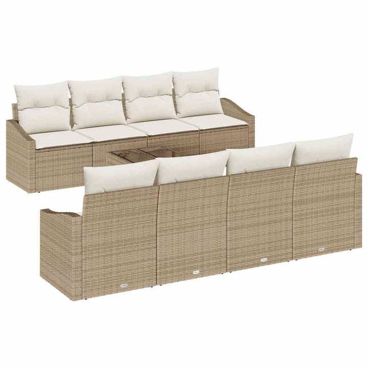 Sofa Sæt med pude med pude 9 pcs Beige og creme polyrattan