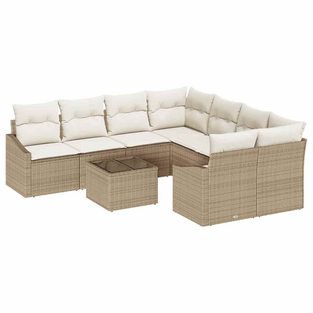 Sofa Sæt med pude med pude 9 pcs Beige og creme polyrattan